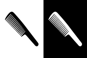 Hair Comb Silhouette Vector Icon Black and White Background.