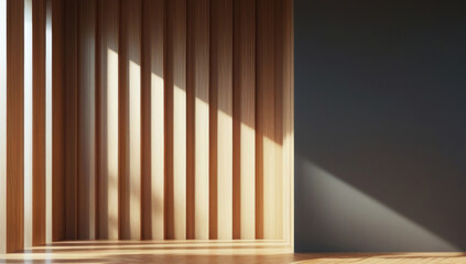 Fototapeta premium Empty minimalist living room background with wooden floor