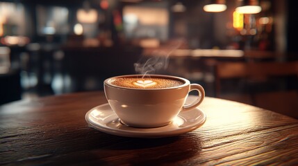 Steaming latte art in cafe.