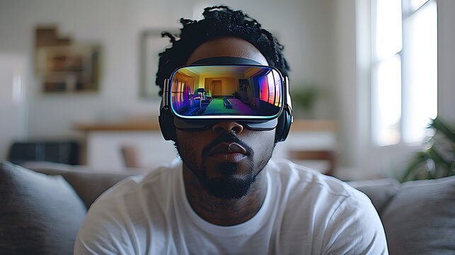 Man VR experience at home