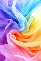 Obraz premium Rainbow fabric swirling. Colorful abstract waves. Textured backdrop closeup