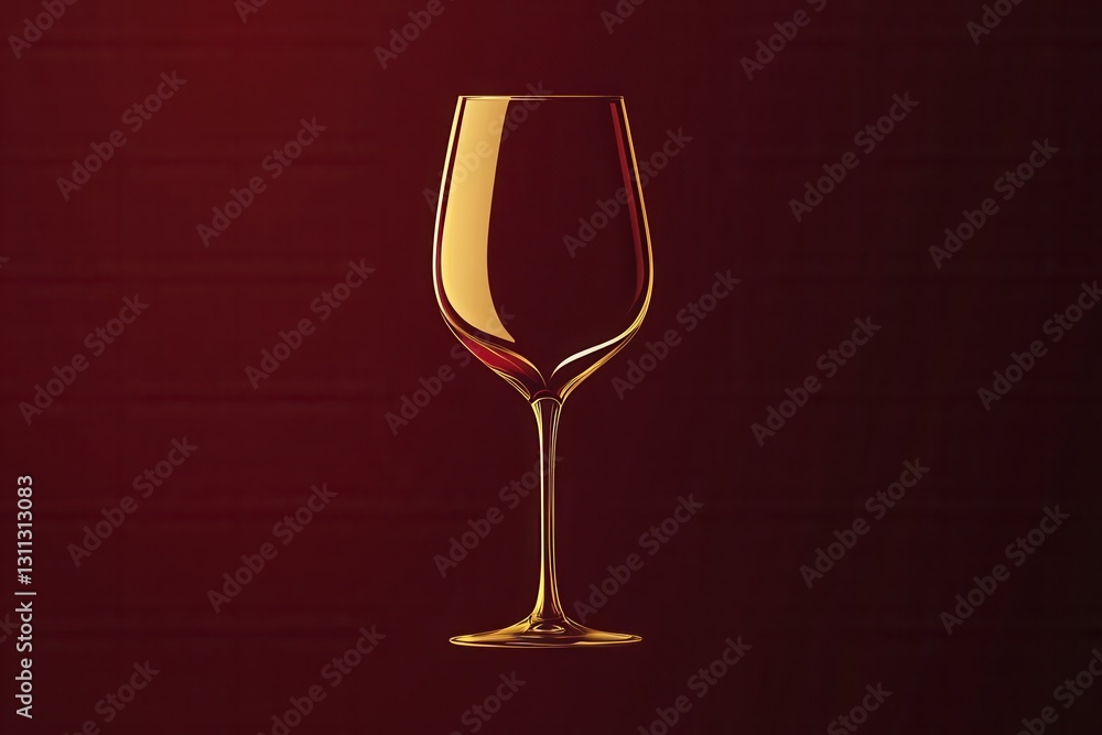 Poster Sophisticated wine glass logo design with minimalist style in abstract lines featuring deep red and gold colors for elegant branding