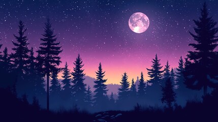 Naklejka premium Fantasy landscape with aurora borealis in the night sky 