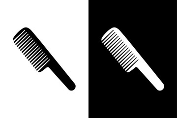 Hair Comb Silhouette Vector Icon Black and White Background.