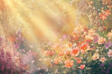 The sun shines brightly through the vibrant cherry blossom flowers