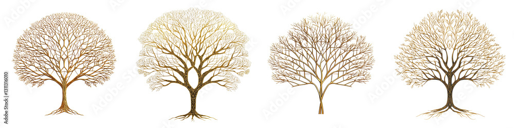 Poster minimalist and elegant silhouettes of bare trees against a plain background displayed in various sha