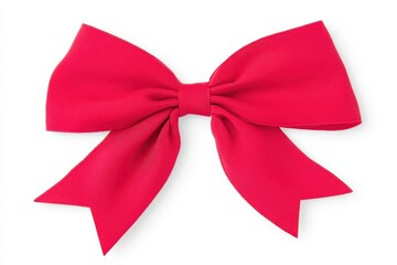 Fototapeta premium This image features a closeup view of a vibrant red bow on a white background