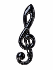 Obraz premium Shiny black treble clef musical symbol isolated against a stark white background