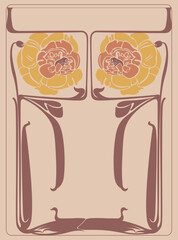  retro floral frame flowers decorative border