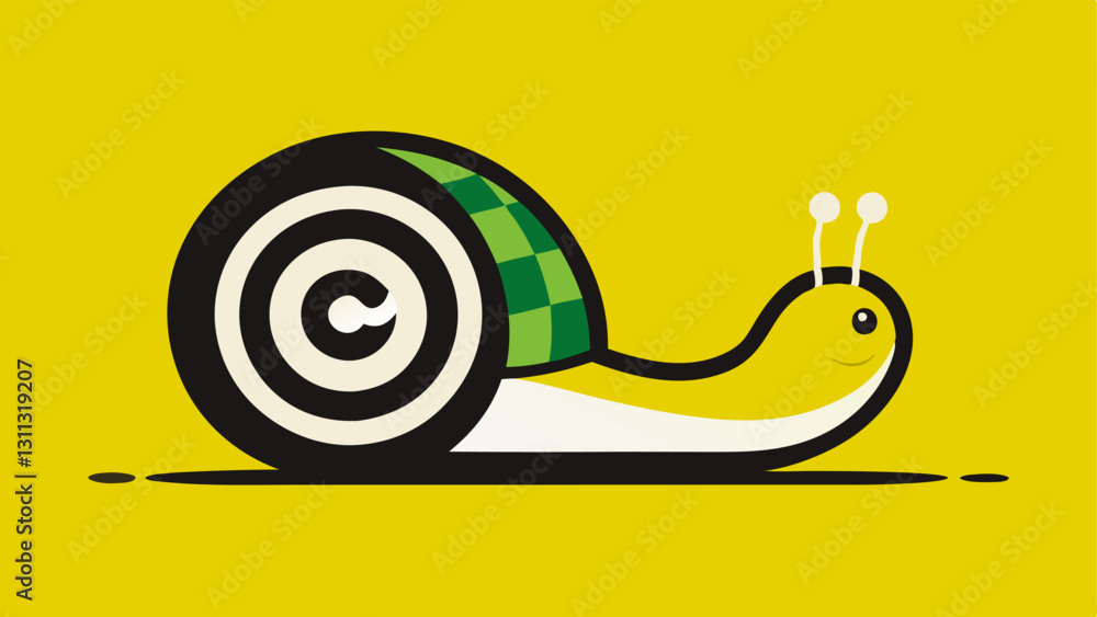 Poster turbocharged shell a sleek snail depicted with a streamlined shell that has vibrant racing stripes i