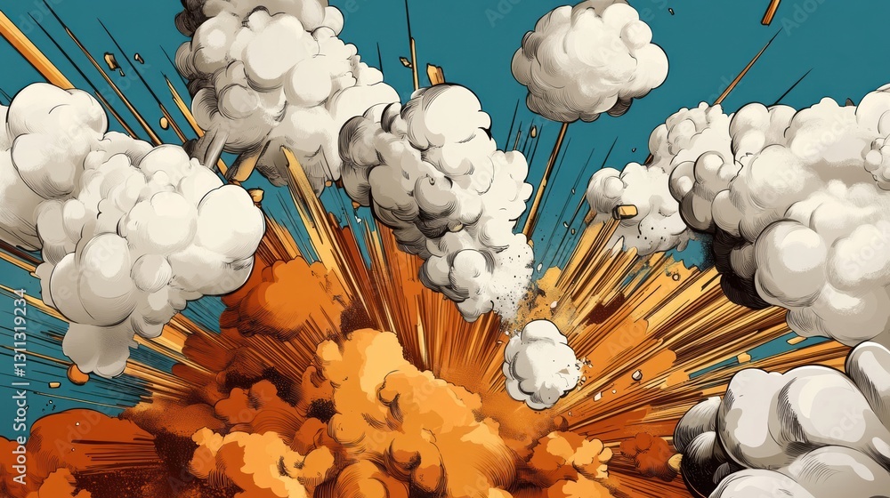 Poster vibrant firework explosion in a dynamic pop-art style bursting with energy generative ai