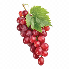 abstract 3d fresh grapes with green leaf isolated on a white background