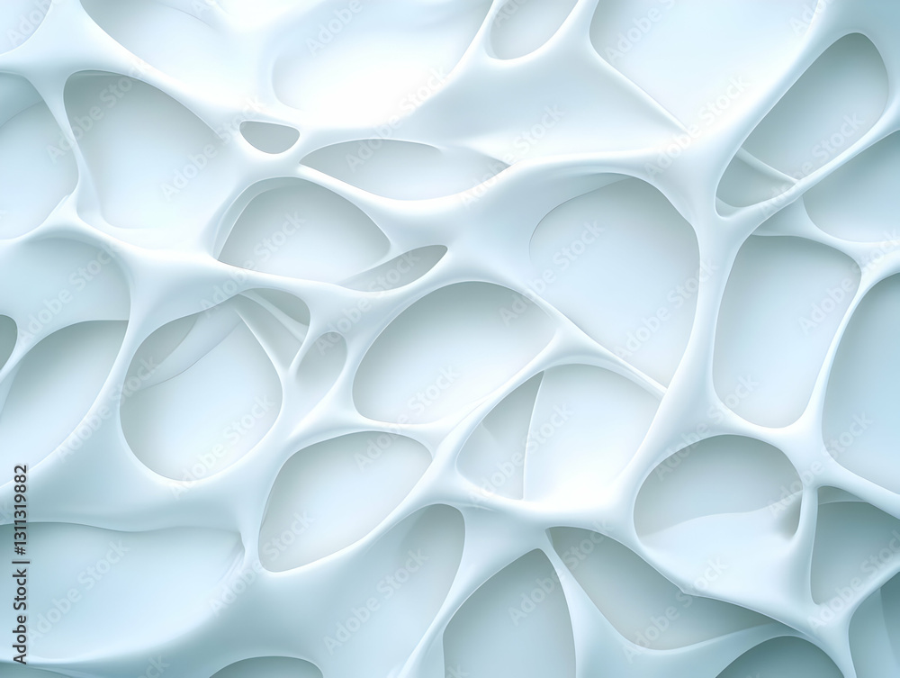 Poster abstract background featuring a series of interconnected white shapes with smooth curves, creating a