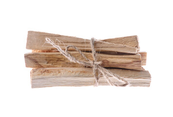 Bunch of palo santo sticks on white background
