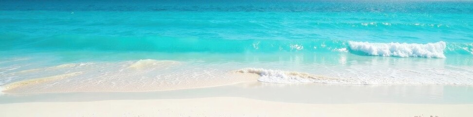 Azure water with gentle waves washing ashore on pristine white sand , travel, sun