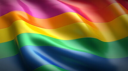 Fototapeta premium Rainbow flag waving; vibrant colors; pride