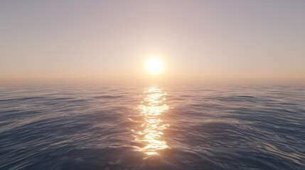 Obraz premium Serene sunset over calm ocean waters.