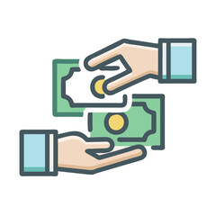 Hand giving cash money transaction