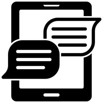 tablet chat vector glyph icon