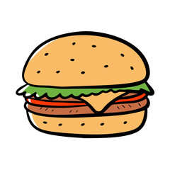 Cheeseburger with lettuce and cheese icon