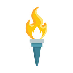 Simple burning torch with flame icon