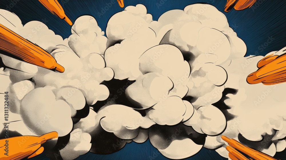 Poster halftone explosion bursting with dynamic energy and vibrant colors generative ai