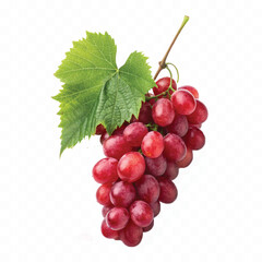 abstract 3d fresh grapes with green leaf isolated on a white background