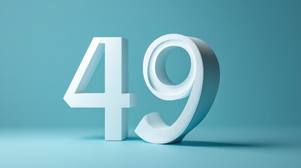 White number forty-nine on a light blue background.
