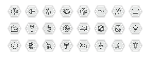 outline icons set - signs concept. vector icons included hoist, disability, no step, drinks and more.
