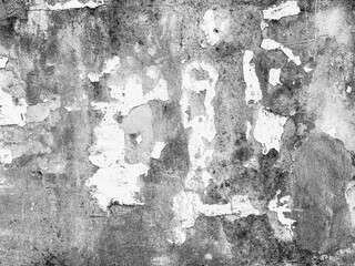 The Walls and backgrounds Old cement walls with black stains on the surface caused by moisture. Peeling wall surface with cracks and scratches, old rough gray cement wall surface for the background.