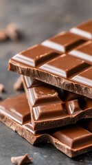 Delicious Milk Chocolate Bars Closeup Stacked Sweet Treat Food Photography