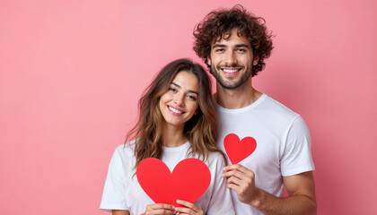 young couple with heart