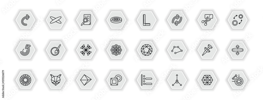 Poster outline icons set - geometry concept. vector icons included undo, preview, measure, quick selection 