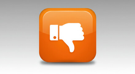 Naklejka premium an orange thumbs down icon indicating disapproval or dislike