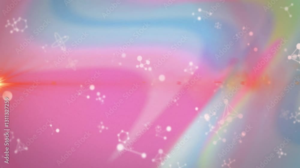 Aufkleber glowing light effect with animation of colorful molecular structures in background