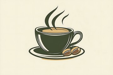 Obraz premium Steaming Cup of Coffee Illustration Vintage Coffee Shop Design Element