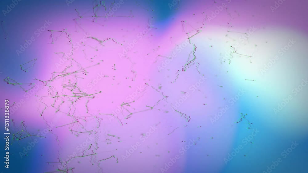 Poster animation of network lines and nodes over vibrant purple and blue background