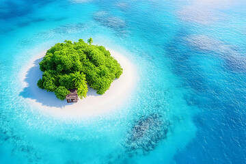 Tropical Island Paradise Aerial View