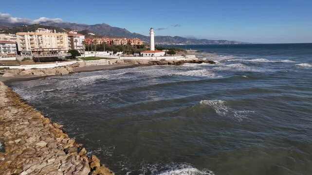 Faro de Torrox situado en Malaga, Andalucia, Espa&ntilde;a