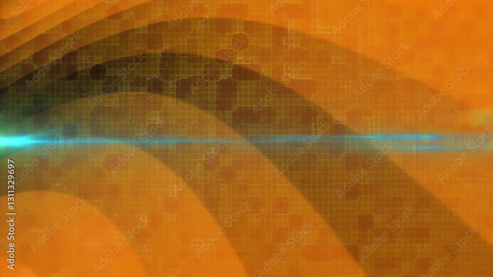 Poster blue light beam over orange textured background creating abstract geometric patterns
