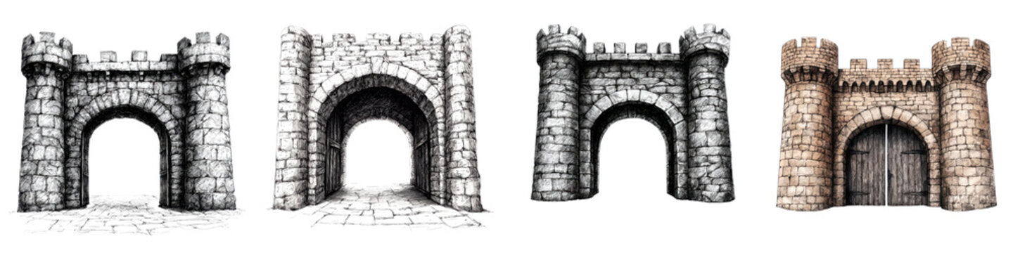 Majestic Medieval Castles and Fortresses with Iconic Architectural Designs Featuring Iconic Elements Such as Towers Arched Gateways Battlements and Defensive Walls Surrounded by Scenic Landscapes