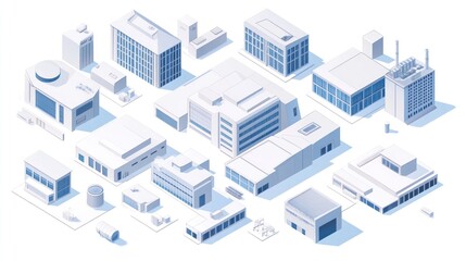 Isometric Cityscape of Modern Buildings
