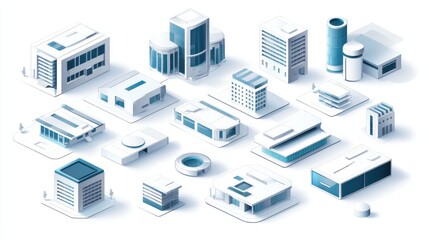 Isometric city buildings collection for urban design