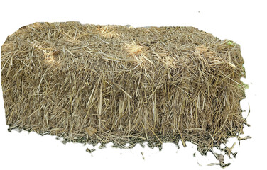 stack of bale hay straw isolate on white background  © Saranya