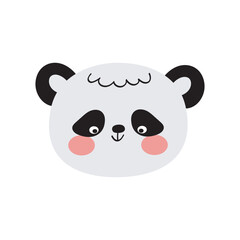 Cute panda face vector illustration. Adorable cartoon animal in black and white with pink cheeks. Fun and friendly design for children’s products, nursery decor, prints, and education.