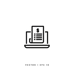 Invoice Laptop Icon. Editable Stroke