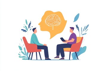 Mental Health Therapy Session Illustration Design Psychology Counseling Support Healthcare Professional Patient Brain   