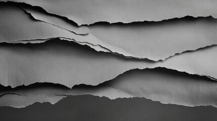 Naklejka premium A torn paper texture with layered, rough edges in monochrome tones