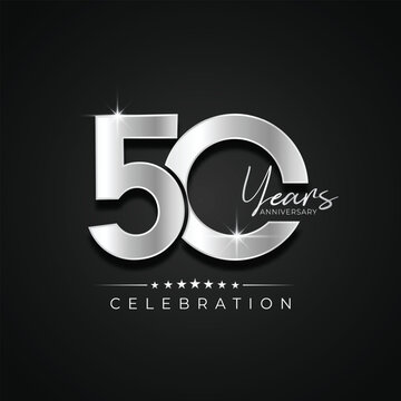 50th years anniversary celebration logo in silver metalic number vector illustration