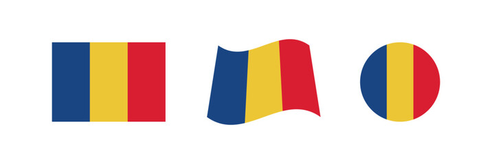 Vector Romania National Flag icon collection. Flag set of Romania various styles.
